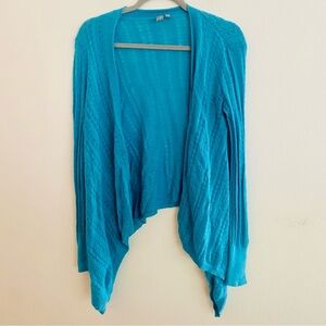 CASLON BLUE OPEN FRONT HANDKERCHIEF HEM KNITI LIGHTWEIGHT CARDIGAN SIZE MEDIUM